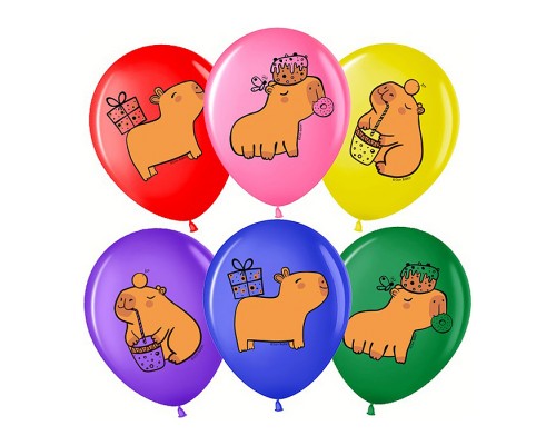 Шар (12''/30 см) Капибары, Ассорти, пастель, 1 ст, 25 шт.