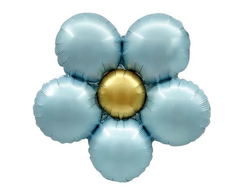 Шар (18''/46 см) Цветок, Ромашка (надув воздухом), Голубой, Сатин, 1 шт. в уп.