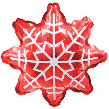 Шар (21''/53 см) Фигура, Снежинка, Красный, 1 шт. в уп.