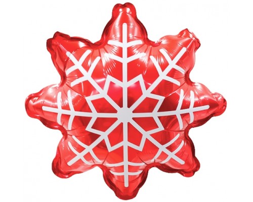 Шар (21''/53 см) Фигура, Снежинка, Красный, 1 шт. в уп.