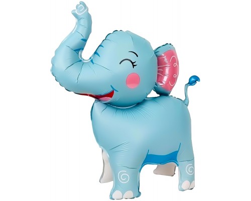 Шар 3D (25''/64 см) Фигура, Слоник, Голубой, Сатин, 1 шт. в уп.