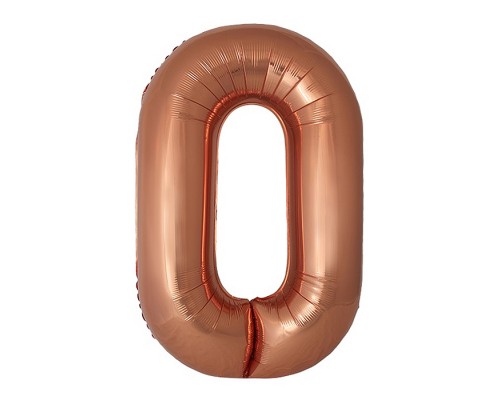 Шар (40''/102 см) Цифра, 0 Slim, Бронза, Металлик, 1 шт. в уп.