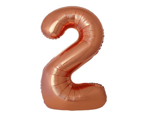 Шар (40''/102 см) Цифра, 2 Slim, Бронза, Металлик, 1 шт. в уп.