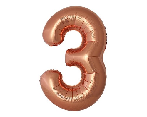 Шар (40''/102 см) Цифра, 3 Slim, Бронза, Металлик, 1 шт. в уп.