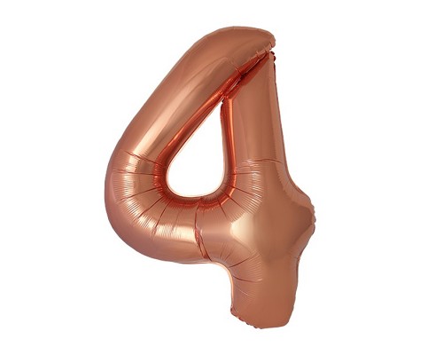 Шар (40''/102 см) Цифра, 4 Slim, Бронза, Металлик, 1 шт. в уп.