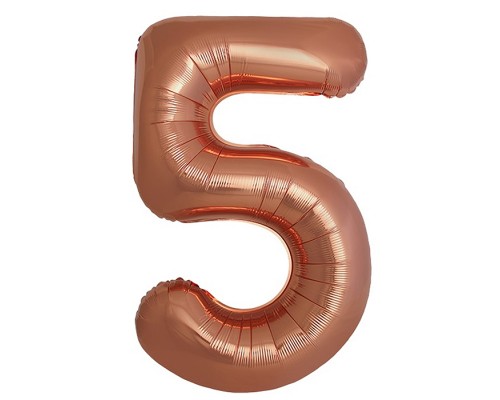 Шар (40''/102 см) Цифра, 5 Slim, Бронза, Металлик, 1 шт. в уп.
