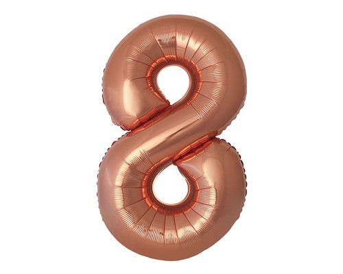 Шар (40''/102 см) Цифра, 8 Slim, Бронза, Металлик, 1 шт. в уп.