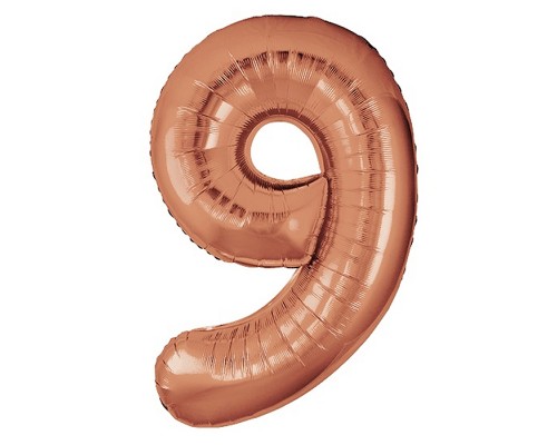 Шар (40''/102 см) Цифра, 9 Slim, Бронза, Металлик, 1 шт. в уп.