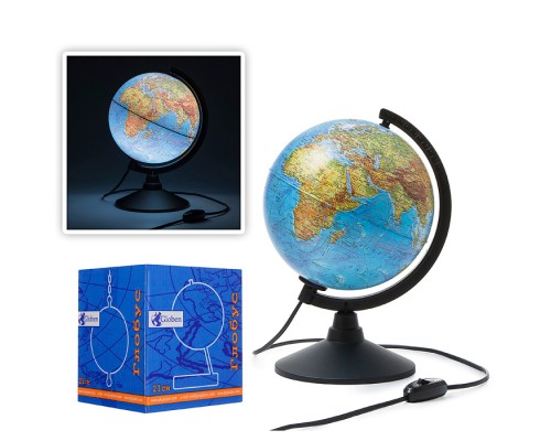 Глобус Земли физический 210мм с подсветкой Классик