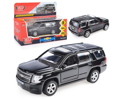 Машина металл Chevrolet Tahoe 12 см, (откр дв, багаж, черный) инерц, в коробке