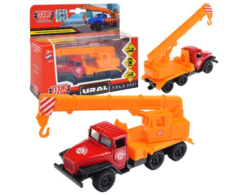 Машина Урал Кран, 12 см, металл, (двери, подвиж. детали) инерц.
