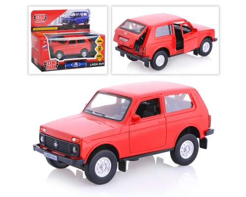 Машина металл LADA 4x412см, (открыв. двери, красный) инерц. в коробке