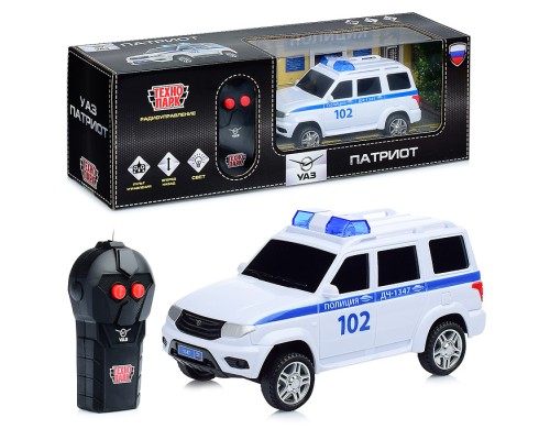 Машина р/у УАЗ Патриот, Полиция, 15,5 см, (свет, белый) в коробке