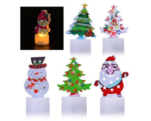 Новогодняя фигурка светящаяся 8см (Дедушка, елка, снеговик) в пакете