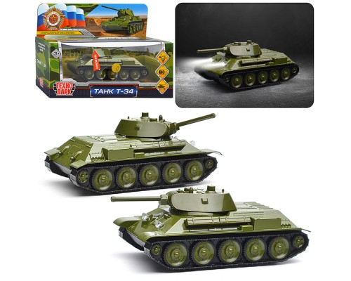 Машина металл свет-звук Уралвагонзавод Т-90 Танк Т-34 12 см, (зеленый)