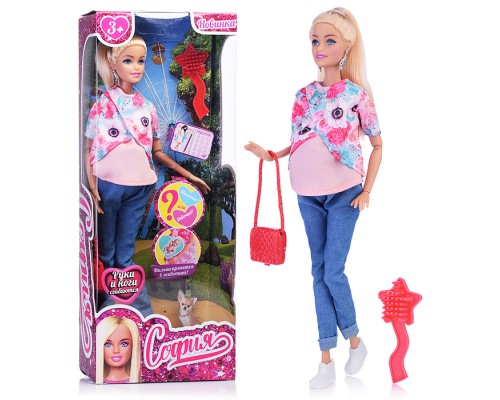 Кукла София беременная, 29 см. (руки и ноги сгиб, аксесс,) в коробке