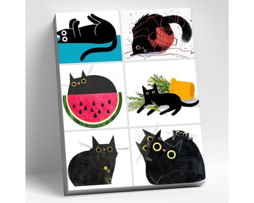 Картина по номерам 40х50 "Мемчики. Проделки кошки" (14 цветов)