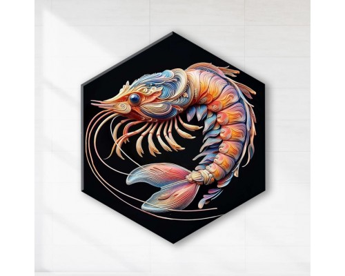Картина по номерам 37х32 "Креветка" со светящейся краской черный холст Гексагон (17 цветов)
