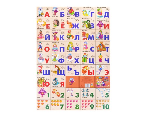 Плакат. Азбука русская разрез + счет. Сказочная 550*770