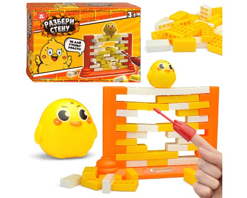 Игра настольная "Разбери стену с цыплёнком" в коробке