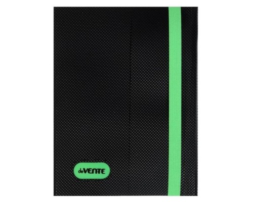 Папка на кольцах "MonoChrome" A4 (240x310x30 мм) 2 кольца Ø 25 мм, 650 мкм, с рельефной фактурой поверхностью, на 250 листов бумаги или 50 вкладышей, внутренний карман 160 мкм, непрозрачная черная с неновым зеленым