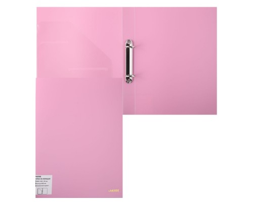 Папка на кольцах "Pastel" A4 (240x310x30 мм) 2 кольца Ø 25 мм, 650 мкм, фактура "песок" на 250 листов бумаги или 50 вкладышей, внутренний карман 160 мкм, непрозрачная розовая
