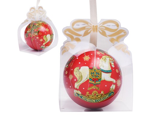 Новогоднее подвесное елочное украшение "Шар" с новогодним пожеланием внутри, черный металл