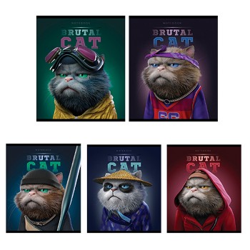 Тетрадь 48л А5 клетка S "Брутальные коты" Премиум