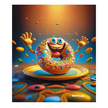 Тетрадь 40л. клетка, мелованный картон "Забавный донат"