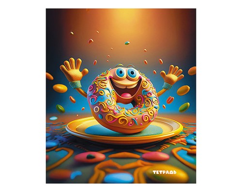 Тетрадь 40л. клетка, мелованный картон "Забавный донат"