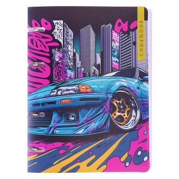 Тетрадь 80л. клетка "Авто" на кольц. А5 пластик обложка