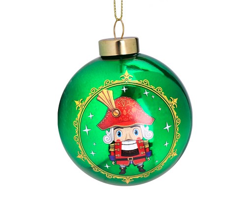 Новогоднее украшение. Елочный стеклянный шар "Щелкунчик" 8см