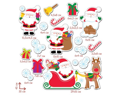 Декоративные наклейки. Дед Мороз (30х45 см)