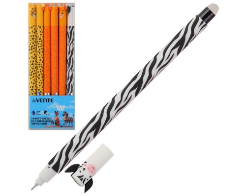 Ручка гелевая стираемая "Safari Park" d=0,5 мм, корпус с эффектом Velvet-Touch, цвета корпуса ассорти 3 цвета, синяя