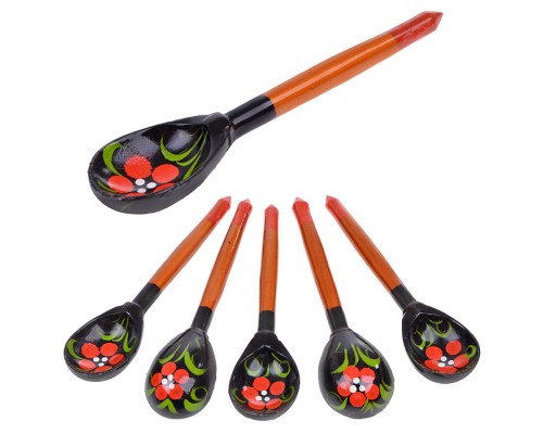 Ложка маленькая дер. расписная