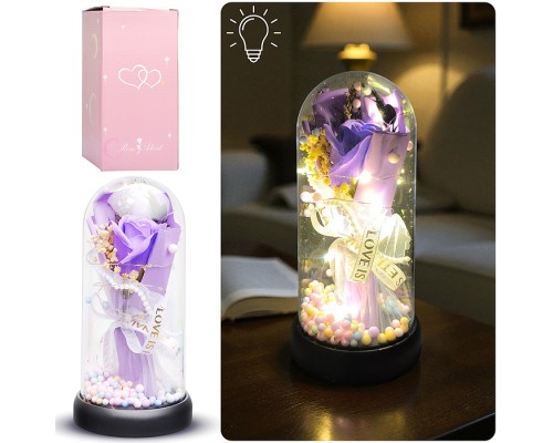 Светильник "Необыкновенная роза" в коробке (сиреневый)