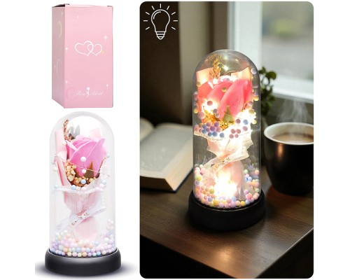 Светильник "Необыкновенная роза" в коробке (розовый)