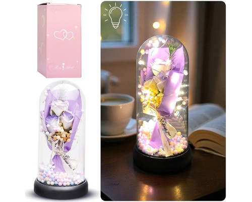 Светильник "Букет роз" в коробке (сиреневый)