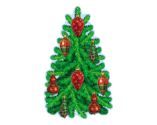 Комплект для оформления интерьера "Наряжаем елку новогодними игрушками-2" (ёлка А2 + 4 вида ёлочных игрушек по 2 шт.)