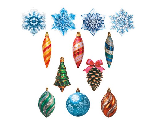 Комплект для оформления интерьера "Новогодние игрушки" (12 фигур)