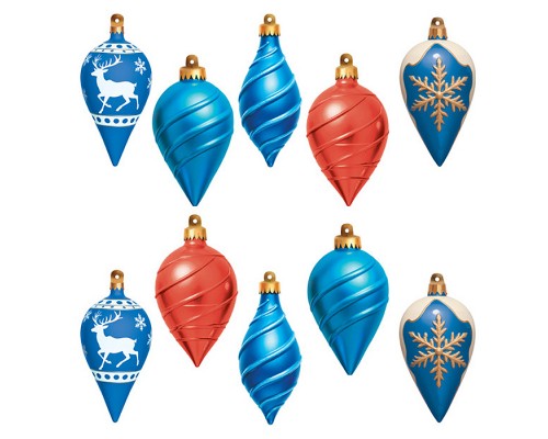 Комплект украшений со скотчем "Новогодние игрушки" (10 шт. 5 видов по 2 шт.)