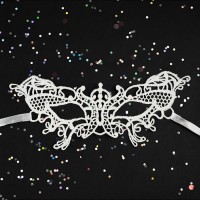 Маска кружевная, фигурная, Бабочка, Белый, 16*24 см, 1 шт.