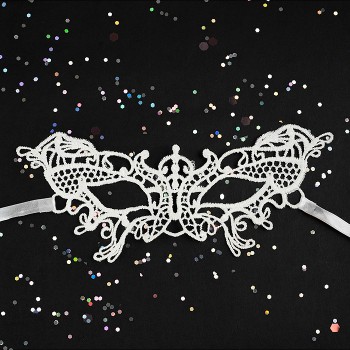 Маска кружевная, фигурная, Бабочка, Белый, 16*24 см, 1 шт.