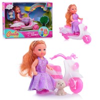 Кукла "Эвелин" с мотоциклом и питомцем, в коробке