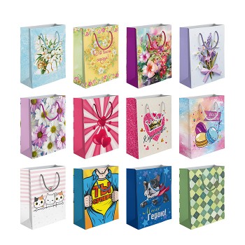 Пакет бумажный подарочный AA ВЕСН, эффект: глянцевая поверхность, Размер 33x43x10см