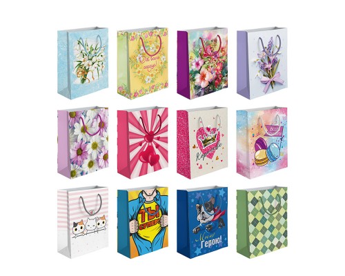 Пакет бумажный подарочный AA ВЕСН, эффект: глянцевая поверхность, Размер 33x43x10см