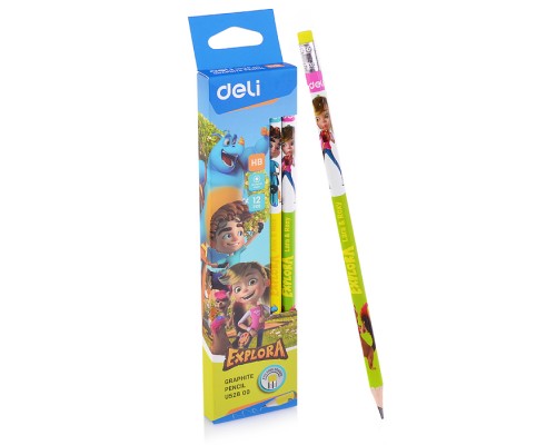 Карандаш чернографит.НВ  шестигран. тополь ластик рисунок детский  коробка с европодве
