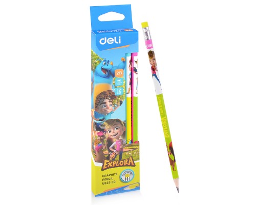 Карандаш чернографит супермягкий дерево  тополь ластик корпус с рисунком ассорти