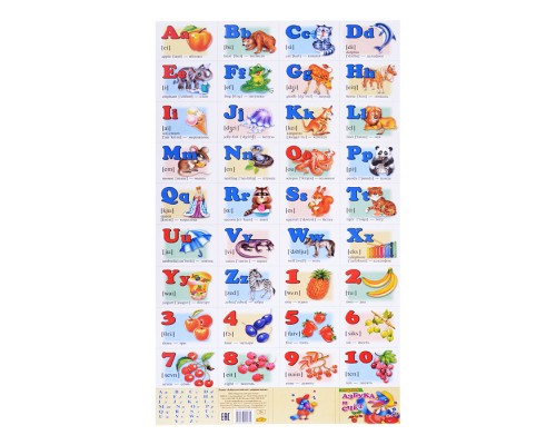 Плакат. Азбука английская с цифрами (мал.формат) 205*340