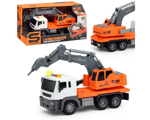 Машина "СтройМощь" 1:16 (свет, звук) в коробке (цвет оранжевый)